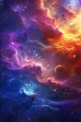 Wall Mural - vibrant cosmic nebula with bright colors in outer space