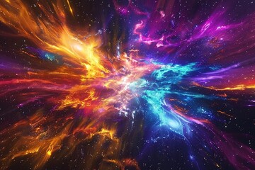 Wall Mural - vibrant cosmic nebula with bright colors in outer space