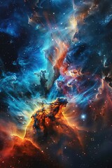 Wall Mural - vibrant cosmic nebula with bright colors in outer space