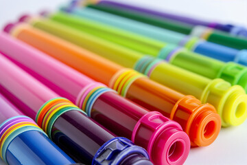 different coloured markers in a decent array