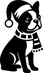 Wall Mural - Boston Terrier Dog with Santa Hat