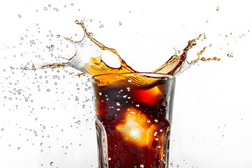 Sticker - cola splashing out of a glass isolated white background