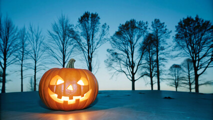 halloween pumpkin on a tree