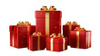 © hamad - Set of red gift boxes adorned with shiny golden ribbons transparent background.