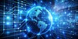 © Nima - Global Network and Digital Connectivity - An abstract image representing global connectivity with a 3D earth surrounded by digital network and circuit lines symbolizing data transfer and communication
