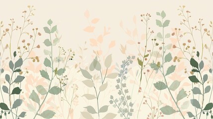 Naklejka na meble Graceful botanical illustration in soft pastel colors