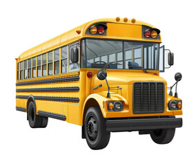 School bus isolated on white, transparent. Yellow vehicle for students