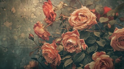 Vintage filtered background with a bunch of roses