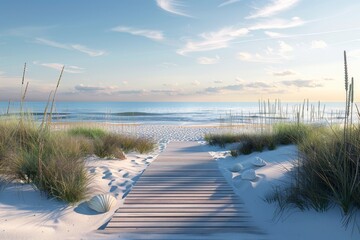 Canvas Print - Wooden Path Leading to the Beach