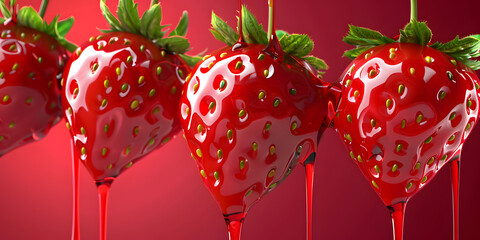 Poster - Strawberry macro photography