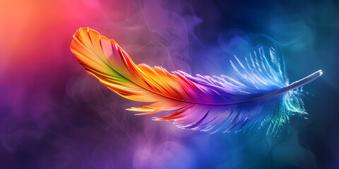 Wall Mural - Rainbow feather on an abstract background