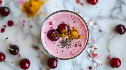 Canvas Print - photo taken by a food blogger thick cherry smoothie