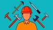 © Wimon - Labor Day banner, tools and helmet, flat design illustration, focus cover all object