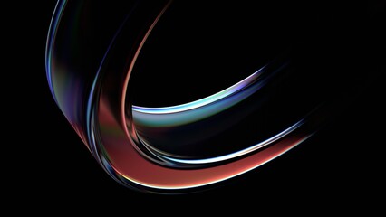 Wall Mural - Abstract iridescent shape, dark background design, 3d render