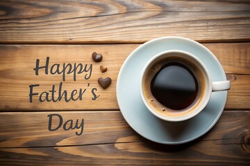 Poster - happy Father,s Day above shot of coffee cup on table