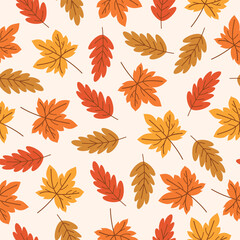 seamless pattern with maple and oak autumn leaves. ideal for wallpaper, gift paper, textiles, greeti