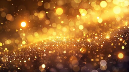 Golden glitter background with bokeh lights