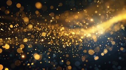 Wall Mural - Abstract golden lights and glowing particles on a dark background