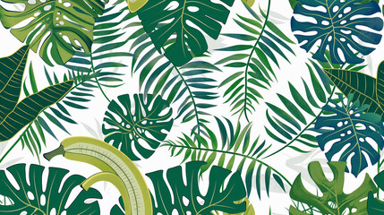 Naklejka na meble A tropical scene with green leaves and a banana
