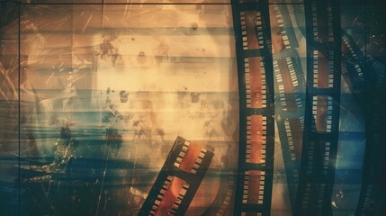 Poster - Vintage paper background with film strip frame Abstract retro film strip background