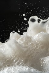 Wall Mural - A close-up shot of a foamy substance on a black background, suitable for use in science or technology contexts