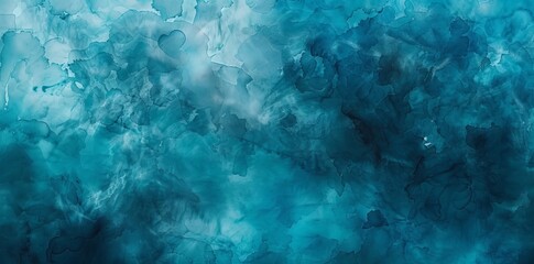 Canvas Print - Watercolor paint background of teal color blue and green with liquid fluid texture.