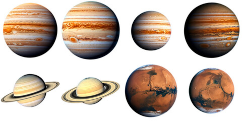 Poster - A series of images showing the planets in their orbits, PNG with transparent background, AI