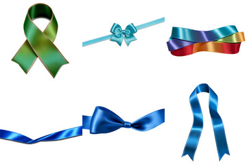 Sticker - A collection of a variety of ribbons in different colors, PNG with transparent background, AI