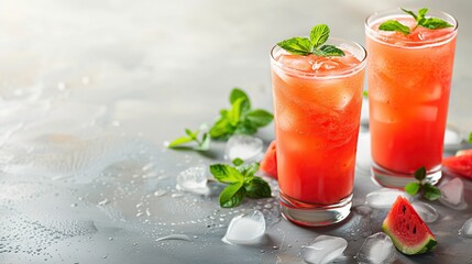 Poster - Refreshing Watermelon Drink with Mint