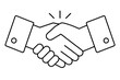 © atilgan - Mans handshake line icon. Business shake, deal agreement symbol, outline style pictogram on white background. Teamwork or teambuilding sign for mobile concept or web design. Vector graphics