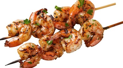 Close up shot of a skewer of shrimp, perfect for food or culinary use