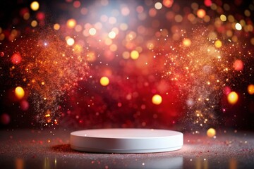 Wall Mural - an empty podium with bright lights and a focused spotlight.