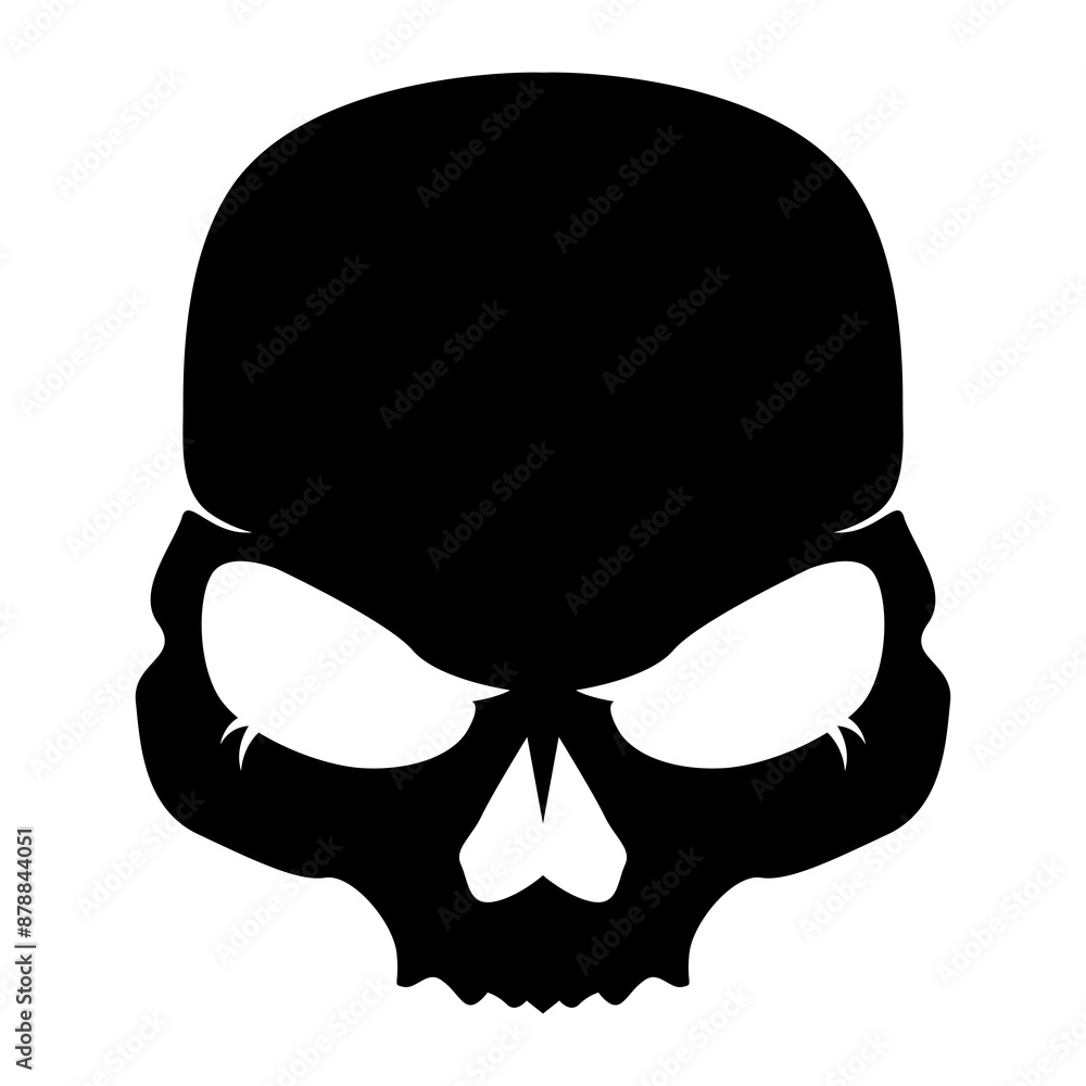 The skull icon. Black silhouette of a human skull. Vector illustration ...