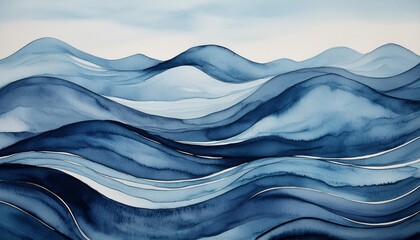 Wall Mural - abstract wave watercolor background in blue colors