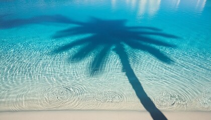 Wall Mural - palm tree shadow on a blue water