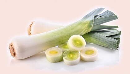 Canvas Print - leek on white isolated background