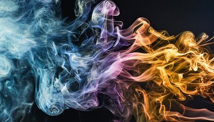 Wall Mural - abstract colorful smoke on black background