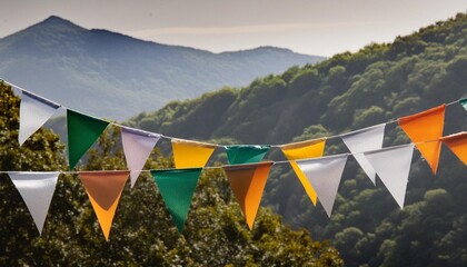 Wall Mural - colorful party pennant triangles isolated on transparent background