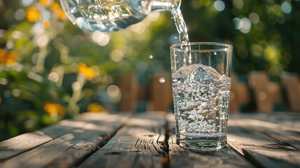 Canvas Print - Refreshing Glass of Water on a Sunny Day