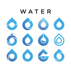 Wall Mural - set of abstract modern water drop logo design. Premium Vector