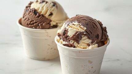 Canvas Print - Chocolate and Vanilla Ice Cream in Cups