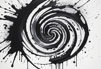 Canvas Print - Black spray stain, graffiti spiral isolated on white background, swirl