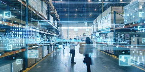 Workers in a logistics center managing the flow of goods, highlighting the efficiency and coordination in supply chain management