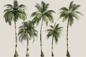 Wall Mural - A group of palm trees standing tall on a clean white background, ideal for use in design and decoration projects