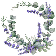 watercolor painting of a purple and green flower arrangement with lavender flowers. isolated on tran