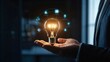 © Samiul - Businessman hand holding creative light bulb with industry network, analysis solution and development marketing network icons