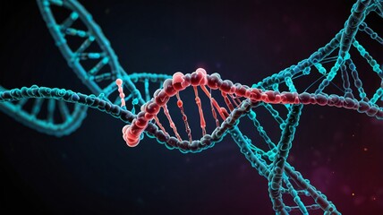 Checkup and research DNA gene biotechnology biology or genetic cells, futuristic chromosome molecule and DNA structure
