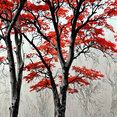 Wall Mural - Red Maple Tree Branches.