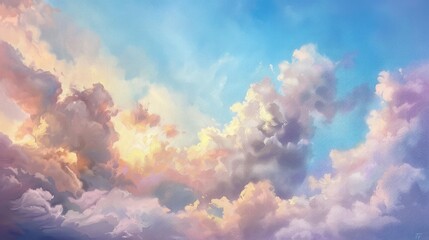 Wall Mural - soft pastel clouds adorning the sky
