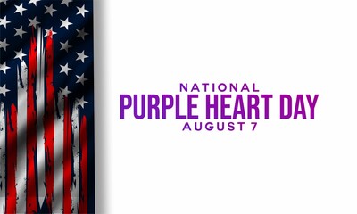 Canvas Print - purple heart day background design with american flag   suitable for background design for military purple hearth day